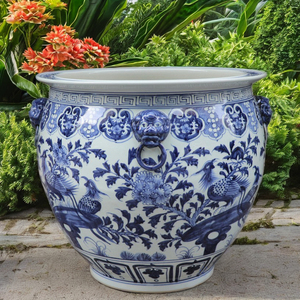 Ensemble de pots de fleurs en céramique Jingdezhen peints à la main en bleu et blanc <span class=keywords><strong>pour</strong></span> le jardin. - Product Image 2