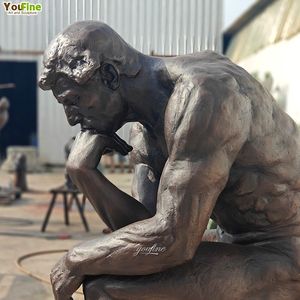 Famoso filosofo Patina finitura antico su misura giardino verde bronzo statua pensatore in vendita - Product Image 3