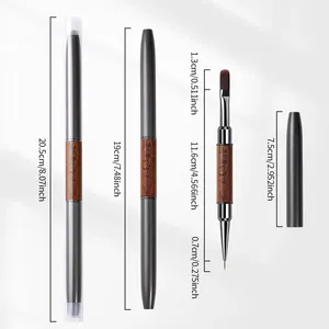 QNL Set de Pinceles de Doble Punta para Construcción de Uñas, Pincel Delineador para Gel UV, Mango de Madera, Tapa Antipolvo Incluida, Calidad Profesional, Herramienta de Manicura DIY - Product Image 5