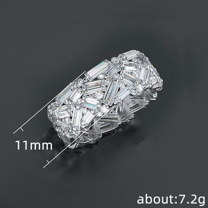 F618 Geometric <b>Eternity</b> Band <b>Ring</b> Women's Lab Created <b>Cubic</b> <b>Zirconia</b> Emerald Cut Channel Setting Wedding Fashion <b>Ring</b> - Product Image 5
