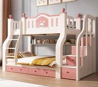 Cama litera moderna de madera maciza de doble altura para apartamentos pequeños infantiles, con almacenamiento multifuncional, cama para padres e hijos