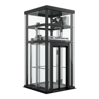 Ascenseur panoramique carré en verre pour maison, ascenseur de villa à vue sur 3 côtés |   Ascenseur en verre compact pour résidences avec certification CE