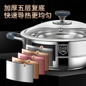 Kengqiang 34Cm Steam Pot 316L Stainless Steel Food Grade Large <b>Steamer</b> For Hot Pot Induction Cooker - Product Image 5
