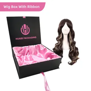 Kotak rambut kemasan Wig kardus Logo kustom Ramah Lingkungan Mewah kotak magnetik Wig Label pribadi