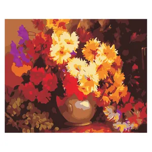 畅销油画瓷器花瓶中的花朵Diy数字绘画画布上的壁画装饰画