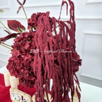 Centre de table floral personnalisé 40 cm Mini boule de fleurs en soie rouge bordeaux et anthurium mélangés avec décoration de fleurs tombantes