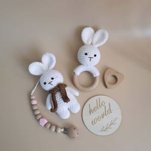 Coffret Cadeau Unique 2024 pour Bébé Fille avec Hochet Tricoté et Poupée Lapin, Jouets de Confort pour Nouvelle Maman, Boîte Cadeau, Cadeaux de Naissance en Gros - Product Image 3