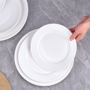 Plato redondo de cerámica blanca pura para carne, plato plano y poco profundo de porcelana para comida de hotel, café, té y vajilla. - Product Image 3