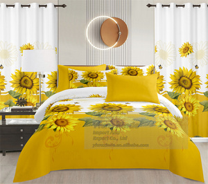 Sẵn Sàng Để Tàu 8 Mảnh Tấm Ga Giường Đặt Vua Kích Thước Giá Rẻ Giá Sợi Nhỏ Hoa In Bộ Đồ Giường Đặt Với Rèm Cửa - Product Image 2