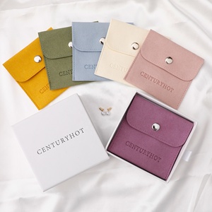 Sacs à bijoux en microfibre PUPPYSEW, sacs d'emballage pour bijoux en velours avec bouton, pochette à bijoux personnalisée avec logo - Product Image 5