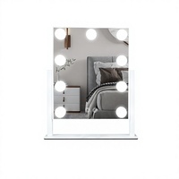 Miroir de maquillage LED professionnel Hollywood, design moderne en bois, fonctionnalités intelligentes pour la maison, éclairage frontal pour chambre à coucher et beauté