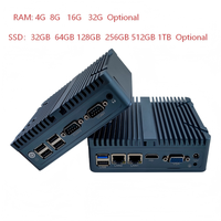 Mini PC Compacto Sin Ventilador J6412 N100 I3-4005U CPU Doble LAN 2 COM USB HD VGA SSD Para Kiosco, Gateway, Control de Borde
