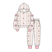 Précommande GLP3611MZ Vente en gros Ensemble de vêtements pour bébés et jeunes enfants filles, pyjama de Noël avec chemise à nœuds et pantalon en fourrure verte