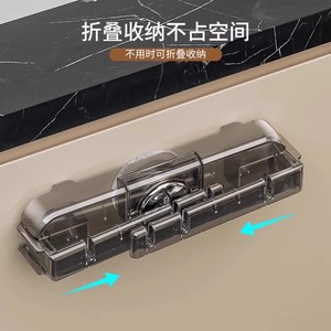 Suction Cup Trash <b>Bag</b> Holder Transparent Black <b>Foldable</b> 3kg Load Capacity Kitchen Cabinet Door Mount - Product Image 3