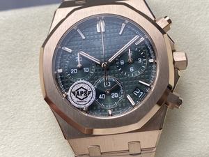 Mecánico de alta calidad a prueba de agua 41mm APS fábrica Cal 4401 movimiento 26240 multifunción Chrono reloj de oro rosa verde - Product Image 2