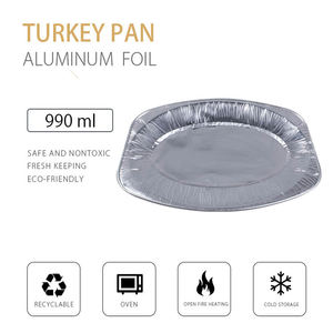 33.5oz Silver Disposable Recyclable <strong>Aluminum</strong> <strong>Container</strong> Lunch Box with Plastic Lid Food Grade Oval Shape for Restaurant Takeout - Product Image 5