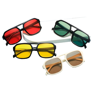 Lunettes de soleil de luxe unisexe UV400 en PC, style vintage, surdimensionnées, avec double pont, personnalisables avec logo, pour femme, nouvelle collection - Product Image 1