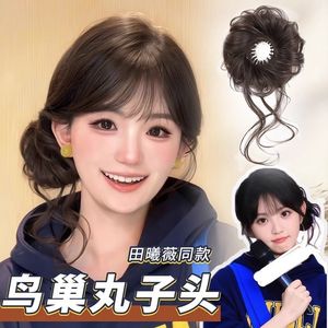 Peluca de cabello sintético con pinza para el pelo, estilo nido de pájaro, con moño lateral y corona alta, para mujer - Product Image 1