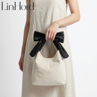 Sac fourre-tout réutilisable en toile avec poignée nœud papillon personnalisée pour femmes, idéal pour le commerce de détail, les courses et l'emballage cadeau