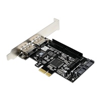 Kartu Ekspansi Server PCIe X1 NGFF JMB363 2 ESATA++IDE RAID Storage Array Card Aluminium-Stock