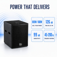 Subwoofer actif de 18 pouces, 1600 W de puissance de pointe, haut-parleur de basses PA, 45 Hz, basse fréquence, pour DJ, soirée, boîte de nuit