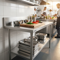Mesa de Trabajo Industrial de Acero Inoxidable 201 304 para Cocina de Restaurantes, Equipo de Cocina, Mesa de Trabajo Multifuncional