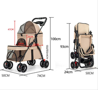 Poussette pliable à double étage pour petits et moyens animaux, détachable, pour chien et chat, légère, pour l'extérieur, transporteur à deux niveaux pour animaux de compagnie, vente en gros