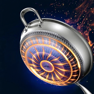 Wok de Acero Inoxidable 316 con Diseño de Panal, Sin Recubrimiento, Doble Cara, con Tapa de Vidrio, Solo Lavar a Mano, para Freír, Saltear y Hervir - Product Image 1