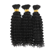 Ekstensi Rambut Manusia Remy Mentah Brasil 100 Gram Deep Wave Braiding Double Weft Hitam Alami Vigor Hair VH0340