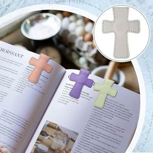 Personalized Logo Cross Shaped Leather <b>Bookmark</b> Magnetic PU Leather Christian <b>Bookmark</b> Clip Creative Page Marker for Readers - Product Image 2