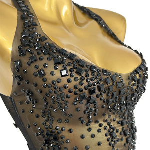 Abito con strass Sexy da ballo abito lungo per banchetto a spacco alto Costume da ballerina spogliarellista che vede attraverso il Night Club - Product Image 5