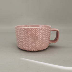 Tazas de sopa de cerámica en relieve, tazón de fideos con tira <span class=keywords><strong>Diagonal</strong></span>, restaurante creativo, hogar, listo para enviar, tazas de desayuno de porcelana - Product Image 1
