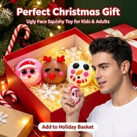 Jouet anti-stress souple en forme de visages de Noël mignons (Père Noël, Bonhomme de neige, Renne) – Boîte surprise pour soulager le stress des fêtes