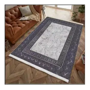 Persian style living room carpet 3d digital printed crystal velvet floor rug cheap customized machine made carpets and rugs