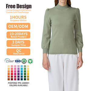 เสื้อไหมพรมคอเต่าทรงสวยหรูสำหรับผู้หญิง แขนพองเข้ารูป สไตล์ OEM ODM สำหรับฤดูหนาว ผลิตจากผ้าแคชเมียร์แท้ 100% - Product Image 2