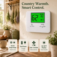 Termostat Digital 24V 1H 1C Satu Tahap Tidak Dapat Diprogram Baterai 2xAAA Mudah Dipasang Lampu Latar LCD untuk AC Kamar Hotel