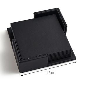 Juego de 6 Posavasos Cuadrados de Cuero PU Negro con Soporte para Tazas de Té y Cerveza - Product Image 4
