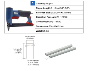 Paku Tembak Pneumatik Tekanan Tinggi 8016 untuk Kasur, 140pcs, 6-16 mm, Stapler Udara untuk Furnitur & Pallet, Bingkai Aluminium - Product Image 3