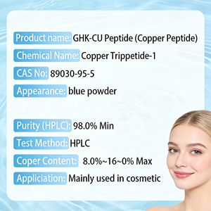 Péptido GHK-Cu al 99%+ 50mg/100mg AHKCU GHKCU Polvo Liofilizado para Reparación de la Piel <span class=keywords><strong>CAS</strong></span> 89030-95-5 Péptido de Cobre GHK-Cu - Product Image 6
