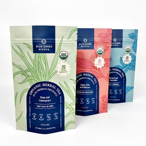 Custom Printed Eco-Friendly Kraft Paper Stand Up Pouch Matte Resealable Ziplock Food Packaging Packing Tea Bags Pouches