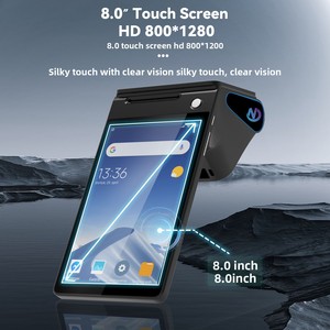 8-дюймовый портативный POS-терминал Android с двумя дисплеями, сенсорным экраном, кассовым аппаратом, сканером штрих-кодов, черный/синий, беспроводной сканер BT - Product Image 1