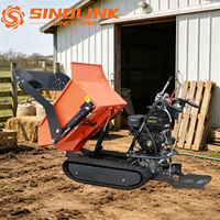 TDH500BL Dumper chenillé 500 kg avec benne de chargement frontale et basculement hydraulique pour travaux de creusement et de remplissage de fossés en verger