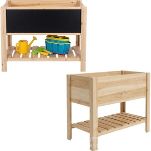Wooden Garden Planting Box With Chalkboard And Storage Rack For Kids Outdoor <b>Vegetable</b> Growing 2 Tier Elevated <b>Planter</b> - Product Image 5