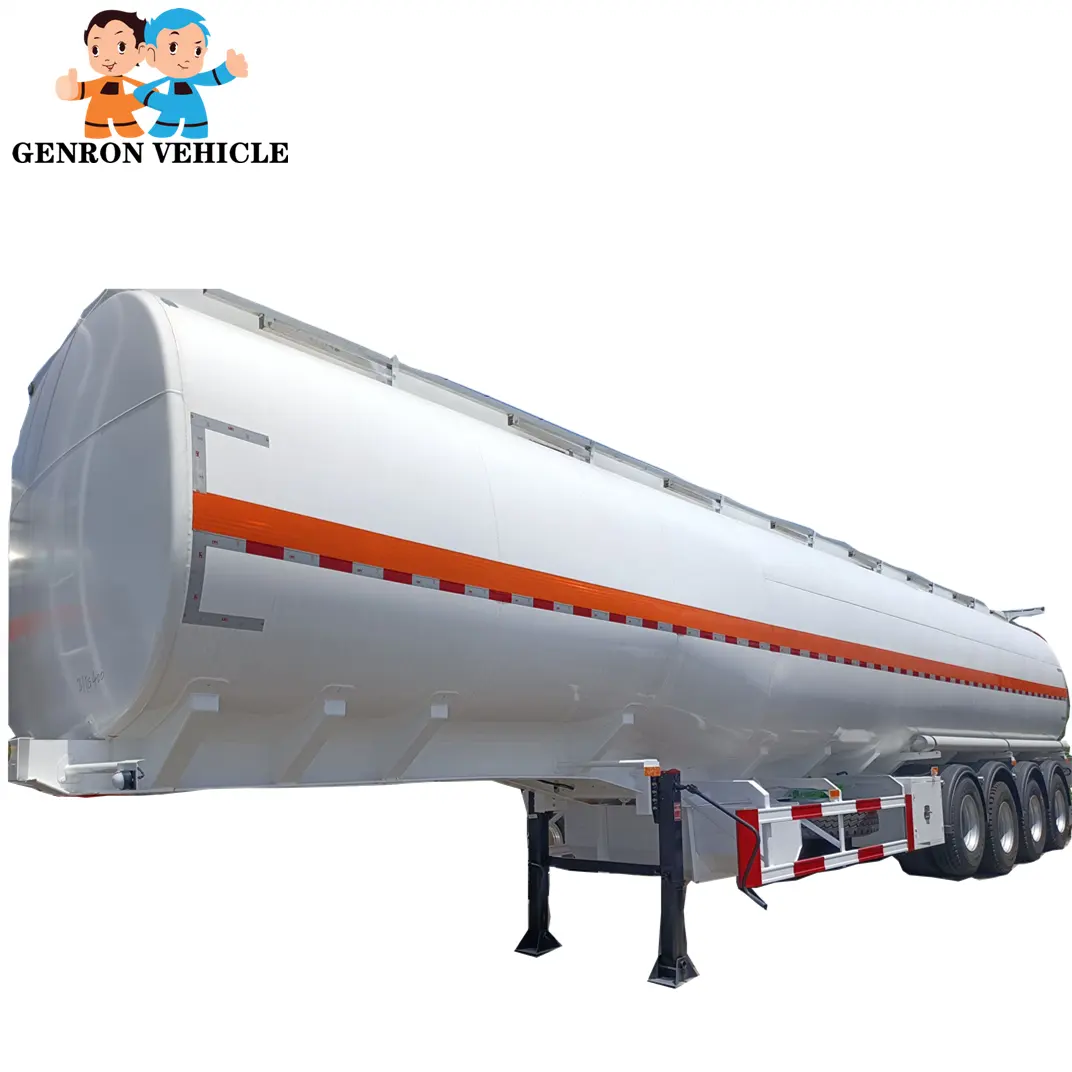 Camión semirremolque con suspensión neumática para transporte de combustible, tanque de combustible de 4 ejes, 45000 L, 5 silos, directo de fábrica