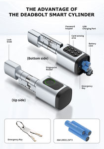فيانز 5 طرق فتح تويا TT التطبيق بصمة الأصبع كلمة مرور بطاقة RFID IC قفل الباب مفتاح ميكانيكي اسطوانة ذكية قابلة للتعديل - Product Image 3