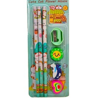 Lot de 7 articles de papeterie créative pour enfants, motif dessin animé, idéal pour l'école primaire, cadeau parfait, ensemble de crayons et fournitures scolaires
