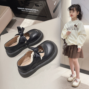 รองเท้าเจ้าหญิงสำหรับเด็กผู้หญิง รุ่นสปริงใหม่ ประดับโบว์ลูกไม้ พื้นนุ่ม เหมาะสำหรับการแสดง - Product Image 3