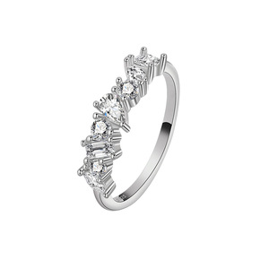 メーカー卸売925スターリングシルバージルコンリングDカラーシリコーンリングファッションキラキラダイヤモンド女性の結婚指輪 - Product Image 3