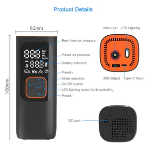 2022 New Cordless Wireless Powerful Rechargeable Car Air Compressor Pump Digital Tire Inflators Accessories For Motorcycle Car