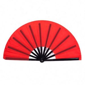 Abanico Plegable de Plástico Personalizado de 33 cm, Abanico de Mano Grande de Colores para Kung Fu, Carnaval, Música, Festival, Baile, Regalos, Artesanía de Bambú - Product Image 4